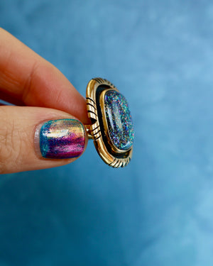 "Nebula" Ring. Dichroic Glass and Gold Alchemia P6