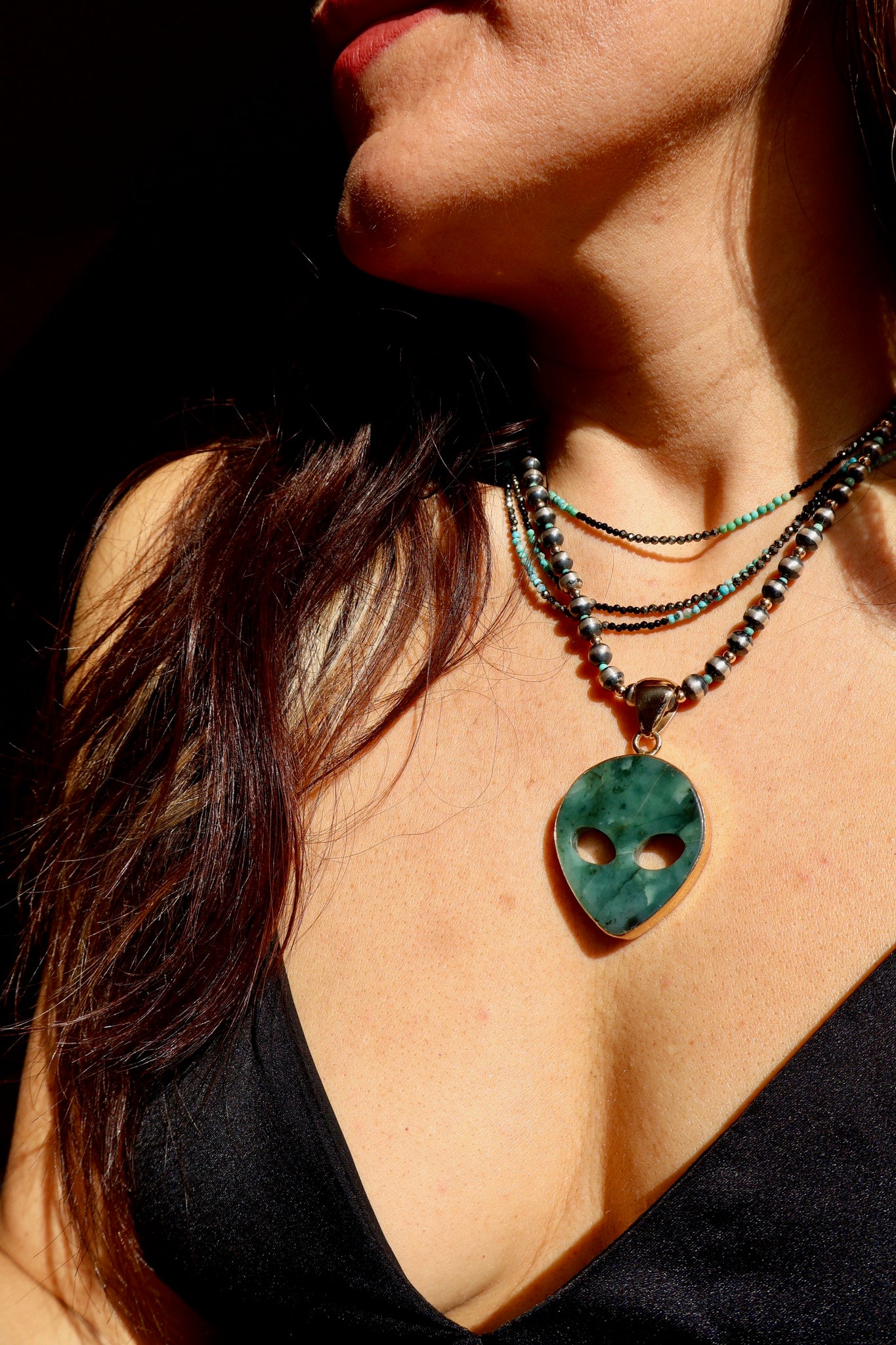 "Space Cowboy" Jade Alien Pendant P36