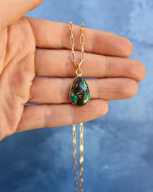 Sonoran Gold Turquoise Necklace on 16" Gold Fill Chain P44