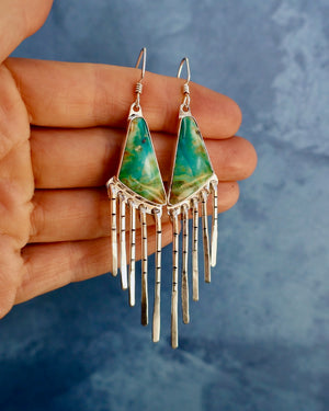 "Intelligent LIfe" Earrings. Opal & Sterling Silver Fringe P52