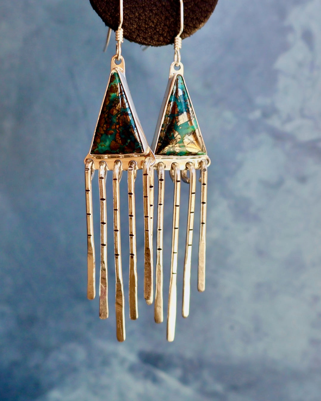 "Intelligent Life" Earrings. Morenci & Sterling Silver Fringe P53