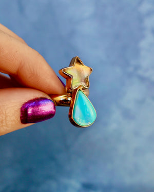 "Shooting Star" Ring Aurora Opal & Gold Alchemia. Adjustable P56