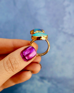 "Shooting Star" Ring Aurora Opal & Gold Alchemia. Adjustable P57