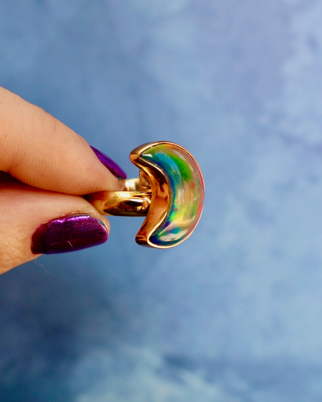 "Lunar Glow" Ring Aurora Opal & Gold Alchemia. Adjustable P60