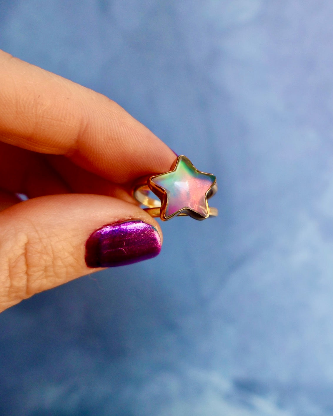 "Stargazer" Ring Aurora Opal & Gold Alchemia. Adjustable