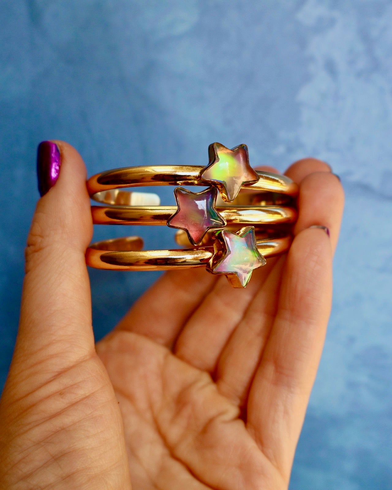 "Super Nova" Star Cuff Bracelet Aurora Opal P38