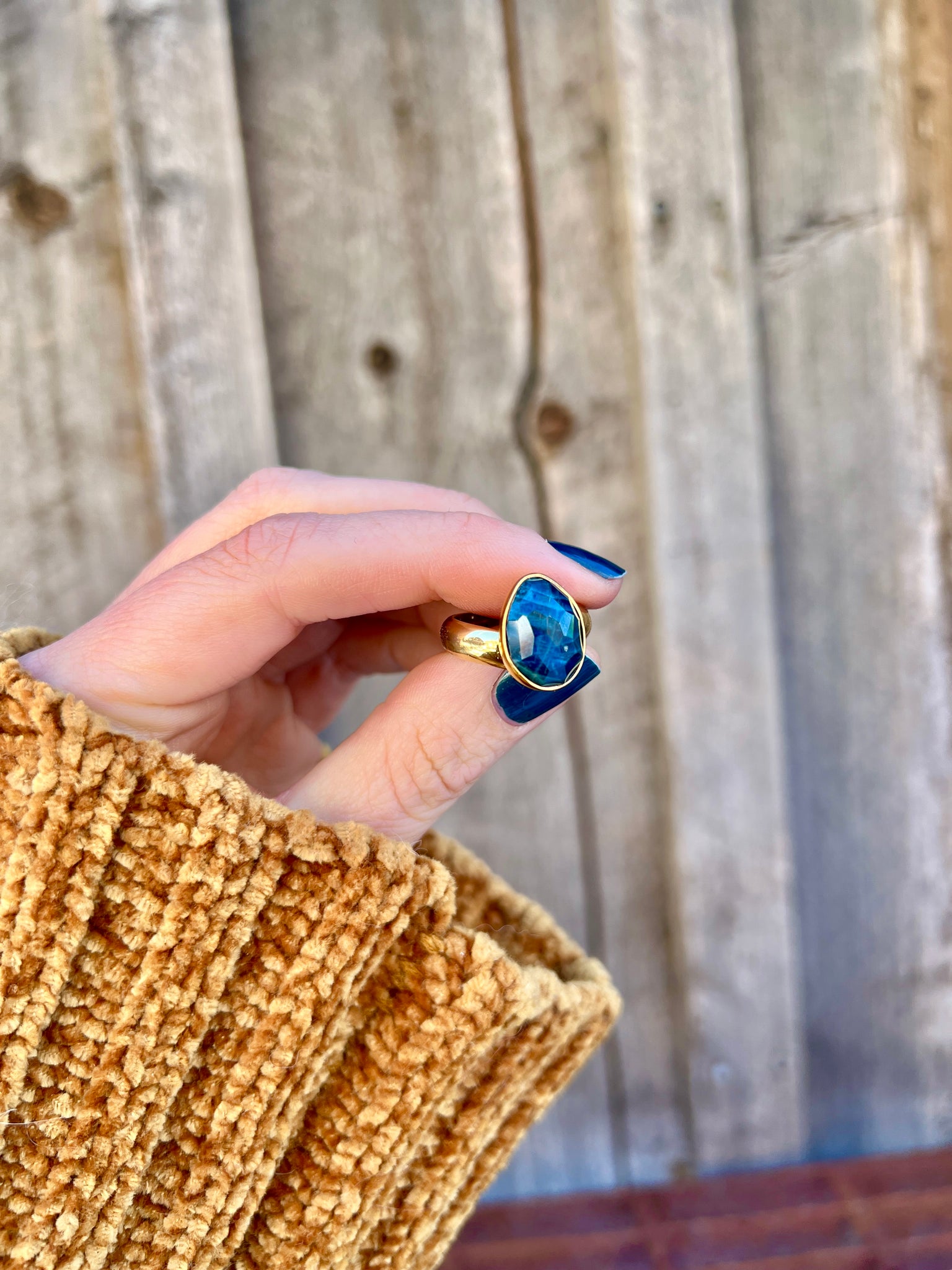 Kyanite & Gold Alchemia Adjustable Ring W13