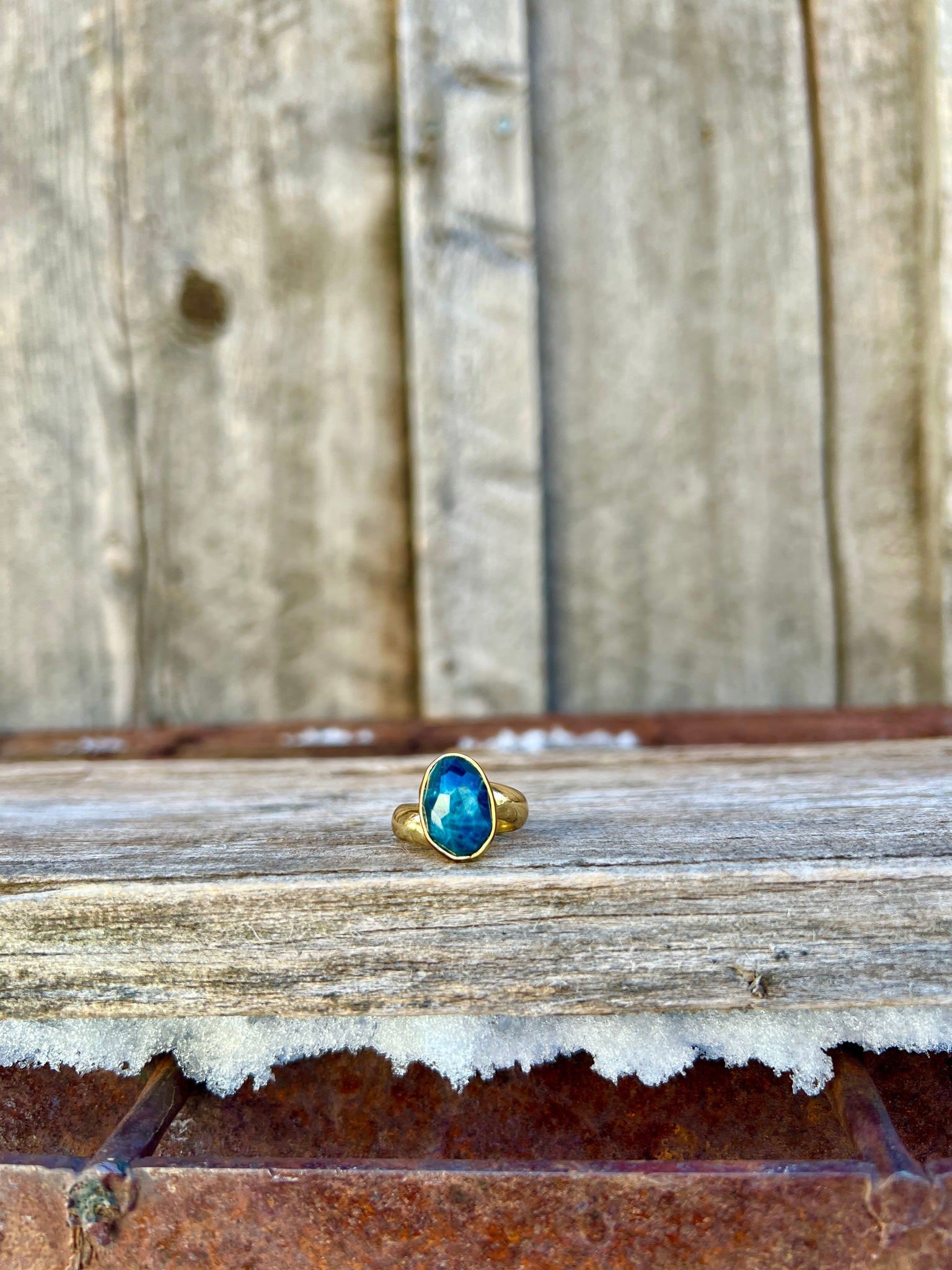 Kyanite & Gold Alchemia Adjustable Ring W14