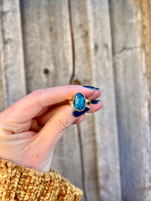 Kyanite & Gold Alchemia Adjustable Ring W14