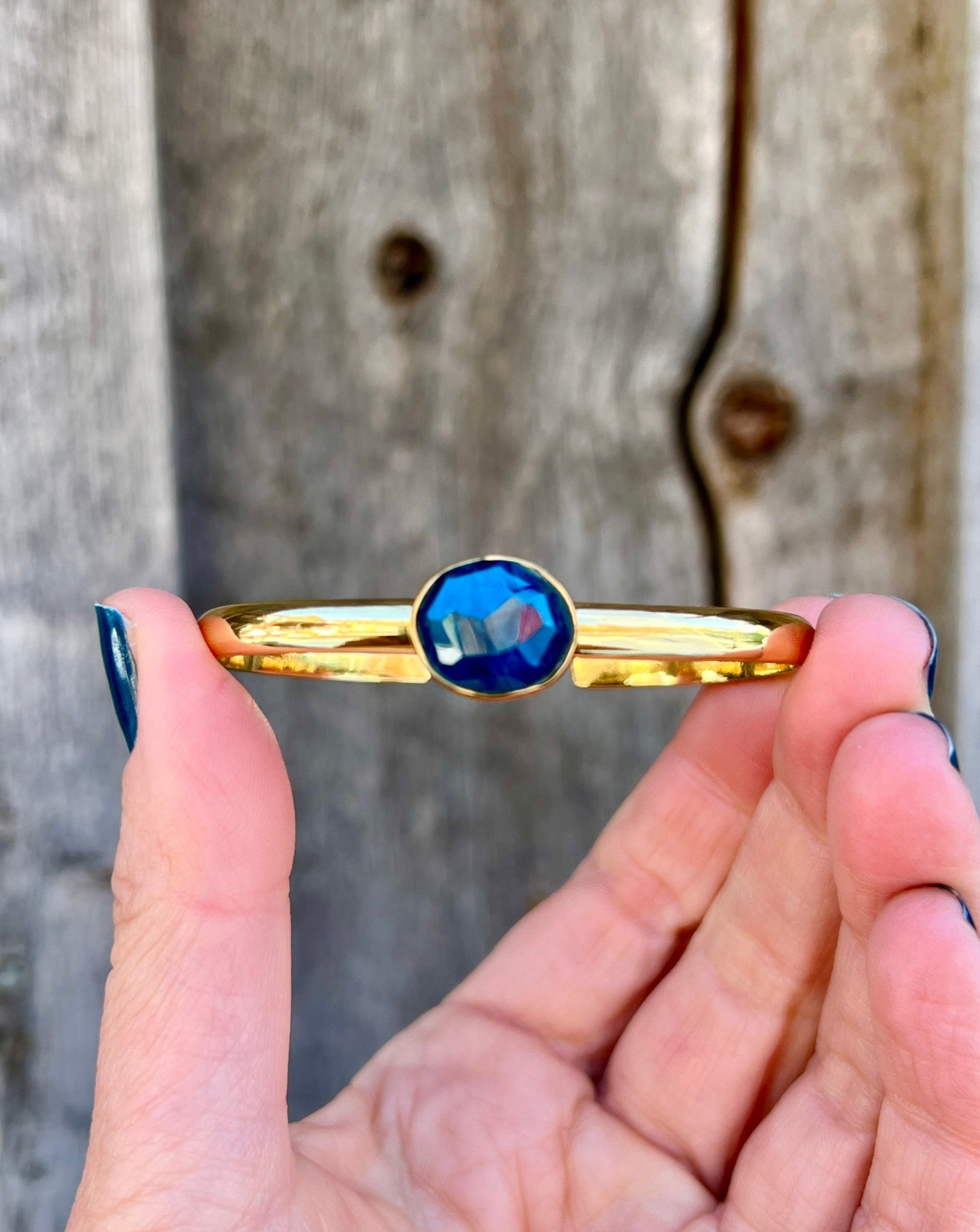 Deep Blue Kyanite & Gold Alchemia Cuff Bracelet W52
