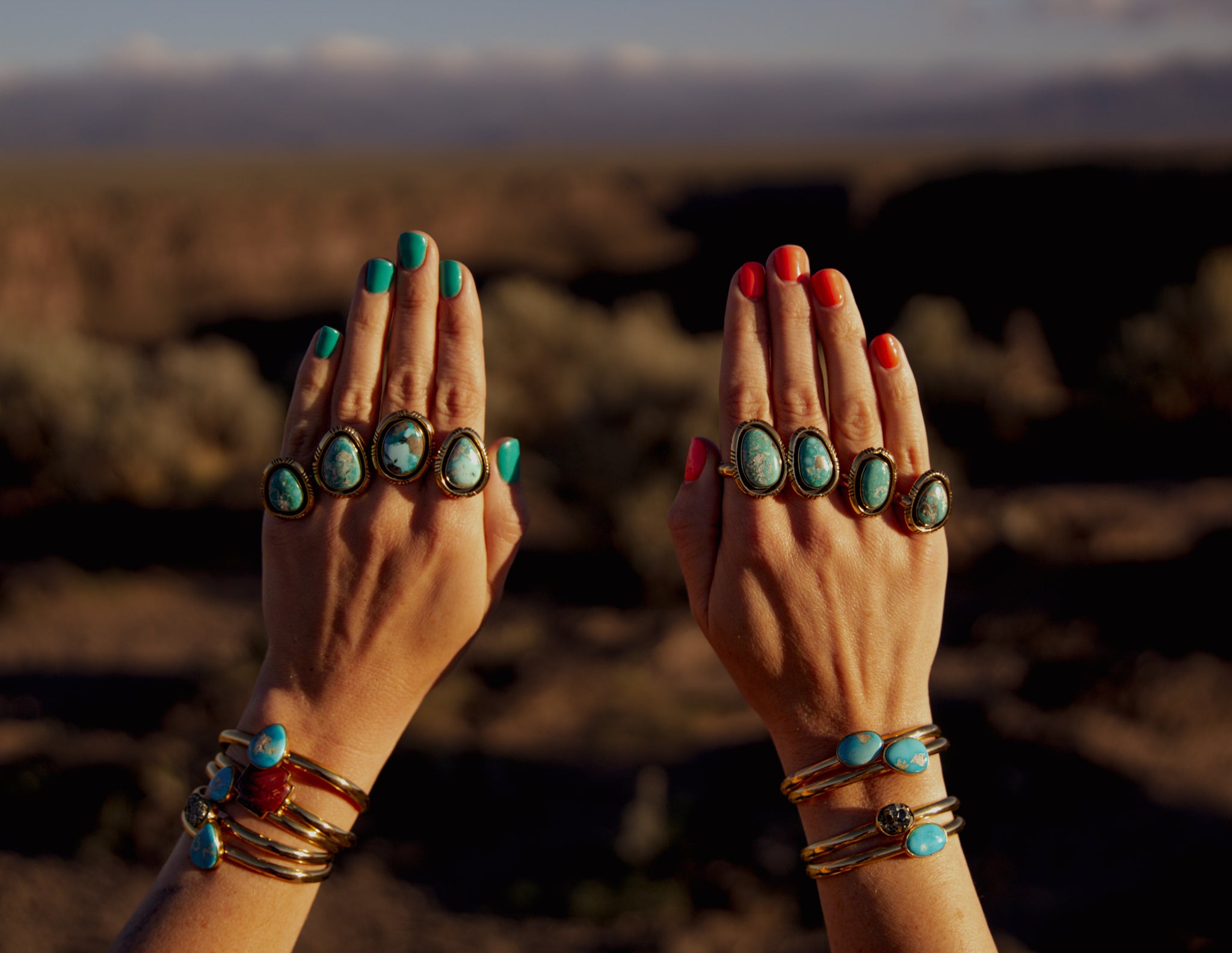 White Water Turquoise with Detail Band Ring in Gold Alchemia Adjustable T9